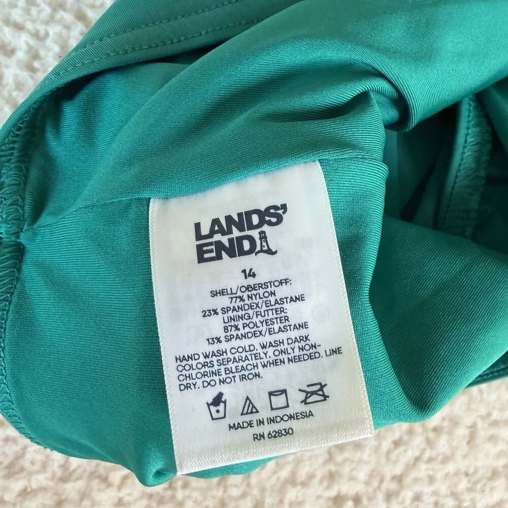 Lands End Emerald Green UPF 50 Mini Swim Skirt Women 14 Beachwear Summer